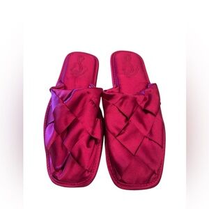 Sam Edelman Red Satin Woven Slides ❤️ Designer Slip-On Sandals Braided Slippers